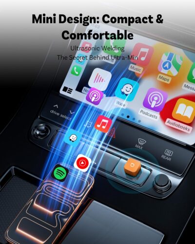 OTTOCAST 2026 New Mini Slim Orange, 2-in-1 Wireless CarPlay Adapter & Android Auto Adapter, Plug & Play Wireless Carplay Dongle, 5s Auto-Connect, Mini Cube for Factory Wired Cars, iPhone & Android - Image 6