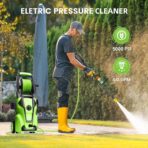 Electric Pressure Washer Adjustable 5000PSI 4.0 GPM High Power Washers with 33ft Hose Reel, 4 Nozzle and Foam Cannon, Power Washers Machine for Home, Cars, Patio (Green) - Image 2