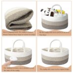 luxury little Diaper Caddy Organizer, Large Cotton Rope Nursery Baby Basket, Changing Table Organizer for Baby Diaper Storage, Portable Car Organizer Removable Divider (Gradient Brown, Extra Large) - Image 6