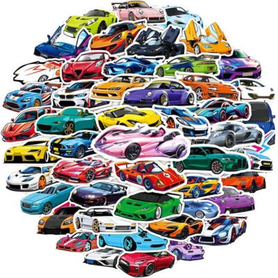 50PCS Super car Stickers for Adult, Racing Car Sticker, Color Waterproof Sports Car Decals, Cool Stickers Suitable for Water Bottles, Laptops, Skateboard,Helmet - Image 5