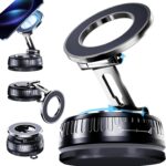 2026 Upgraded Magnetic Car Phone Mount for MagSafe: 360° Rotatable Adjustable Holder with 180+LBS Strong Suction Cup & 4200gf Magnet, Compatible with iPhone Series & Android Devices, Black
