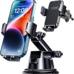 Car Phone Holder Mount, [Military-Grade Suction & Super Sturdy Base] 3 in 1 Universal Phone Mount for Car Dashboard Windshield Air Vent Dash Pad Car Mount for iPhone Android Smartphone