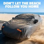 Mockins 190"x75"x47" Midsize Sedan Car Cover Waterproof All Weather Dual-Layer | 250G PVC + Cotton Indoor & Outdoor Car Covers for Automobiles | Heavy Duty Full Exterior Covers w/Buckle Strap & Bag - Image 5
