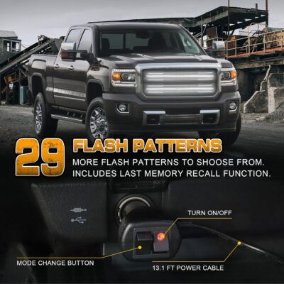 XRIDONSEN 2PCS 30 inch White Grill Strobe Lights Strip 360 LED Truck Grille Lights Exterior Front/Rear Emergency Flashing Warning Hazard Safety Caution Lights for Tow Plow Trucks Construction Vehicles - Image 4