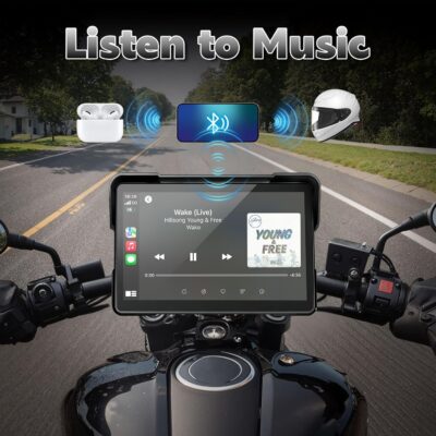 YZW Portable 7 inch Wireless Motorcycle Carplay GPS Screen with Android Auto, Navigation System Quick Release, Anti-thef, Bluetooth, Siri, Google Asistant, Light Sensor, Music Sharing,Vioce Control - Image 6