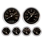 RACETECH Classic 6 Gauge Set - 85mm 3-3/8" Electrical Speedometer Tachometer - 52mm 2-1/16" Voltage Fuel Level Water Temperature Oil Pressure - 140MPH 240-33 Ohm - Black Dial White Needle - Image 9