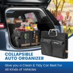Trunk Storage Organizer with Lid, 35cm Small 36L Collapsible Car Trunk Organizer,Small Car Organizer Aluminium Handle, Car Accessories for Sedan Auto SUV Truck Minivan Road Emergency Black - Image 3