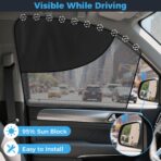 Roberly 4 PCS Magnetic Double Layer Car Window Shade for Baby, 19.7" x 18.9" Front Side Sun Shade 26.4" x 18.1" Rear Curtain with Full/Half Blackout UV Privacy Protection for Car Travel Sleeping Camp - Image 3