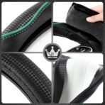 HighnessHwoo 3D Car Steering Wheel Cover Comfort Grip Massage Sporty Anti-Slip Carbon Fiber Faux Leather for F150, Trucks, Jeep, Van, Car Handle Covers for All Seasons, 15.2-16in, Green - Image 7