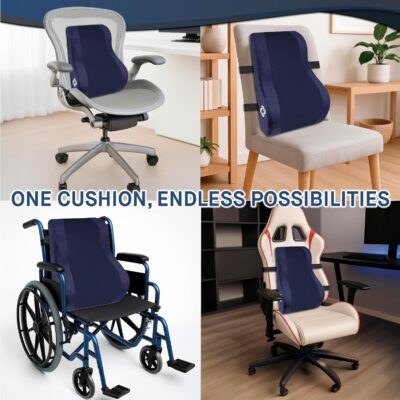 Samsonite Ergonomic Lumbar Support Pillow for Office Chair and Car Seat - Memory Foam Back Support Lumbar Pillow, Premium Cushion Chair Support for Lower Back Pain Relief and Versatile Use (Navy) - Image 9