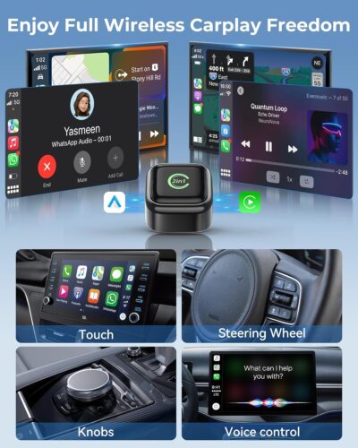Wireless CarPlay Adapter, Convert Wired to Wireless, 2-in-1 CarPlay & Android Auto, Mini Plug & Play, Fast Auto-Connect & No Latency, USB/USB-C for Cars with Built-in CarPlay & iOS 10+/Android 11+ - Image 4