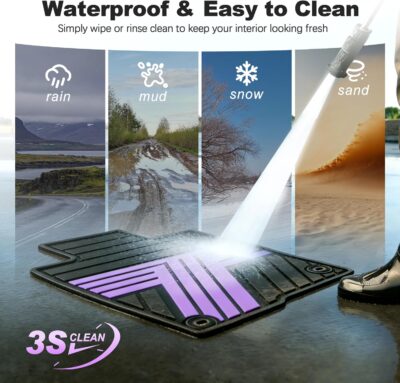 Floor Mats Fit for Honda Civic 2022-2025 2026 Sedan Hatchback Si (Include Sport,Not for Hybrid), with&w/o USB Port | for Acura Integra 2023-2026, All Weather Car Floor Liners, Black & Purple - Image 8