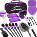 AUTODECO Windshield Cleaner Tool, 17Pcs Car Interior Detailing Kit, Detailing Brush, Towels, Duster, Car Cleaning Kit Interior for RVs, Truck, Trailer (Purple)