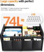 Homeve Trunk Organizer, Car Storage, Reinforced Handles, Collapsible Multi-Compartment, Foldable, Waterproof, Sturdy, 600D Oxford Polyester For Car, SUV, Mini-Van, Black, 2 Compart - Image 5