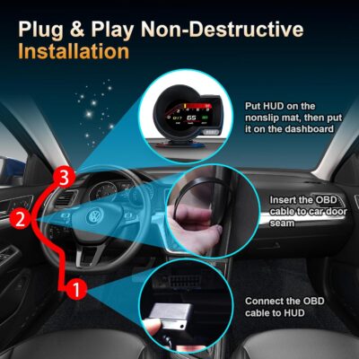 obd2 Gauges Display Car HUD Head Up Display F8 Plus,OBD+GPS Gauge, Digital Speedometer for Car with Water Temperature, Voltage, Fuel Consumption, RPM,obd2 Gauge Speedometer Suitable for All Car - Image 8