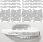 Bling Car Door Handle Protector, 10 PCS, White Sparkling Rhinestone Cars Door Protective Cover, Anti-Scratch Auto Handles Sticker, Universal Bling Car Accessories for Women