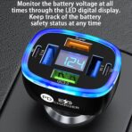 6-in-1 Multi-Function Car Charger with LED Digital Display, PD 3.1A & QC3.0 Super Fast Charging, Fire-Proof PC Body, Multi-Port USB/Type-C Car Adapter for iPhone Android Tablets Cars - Image 2