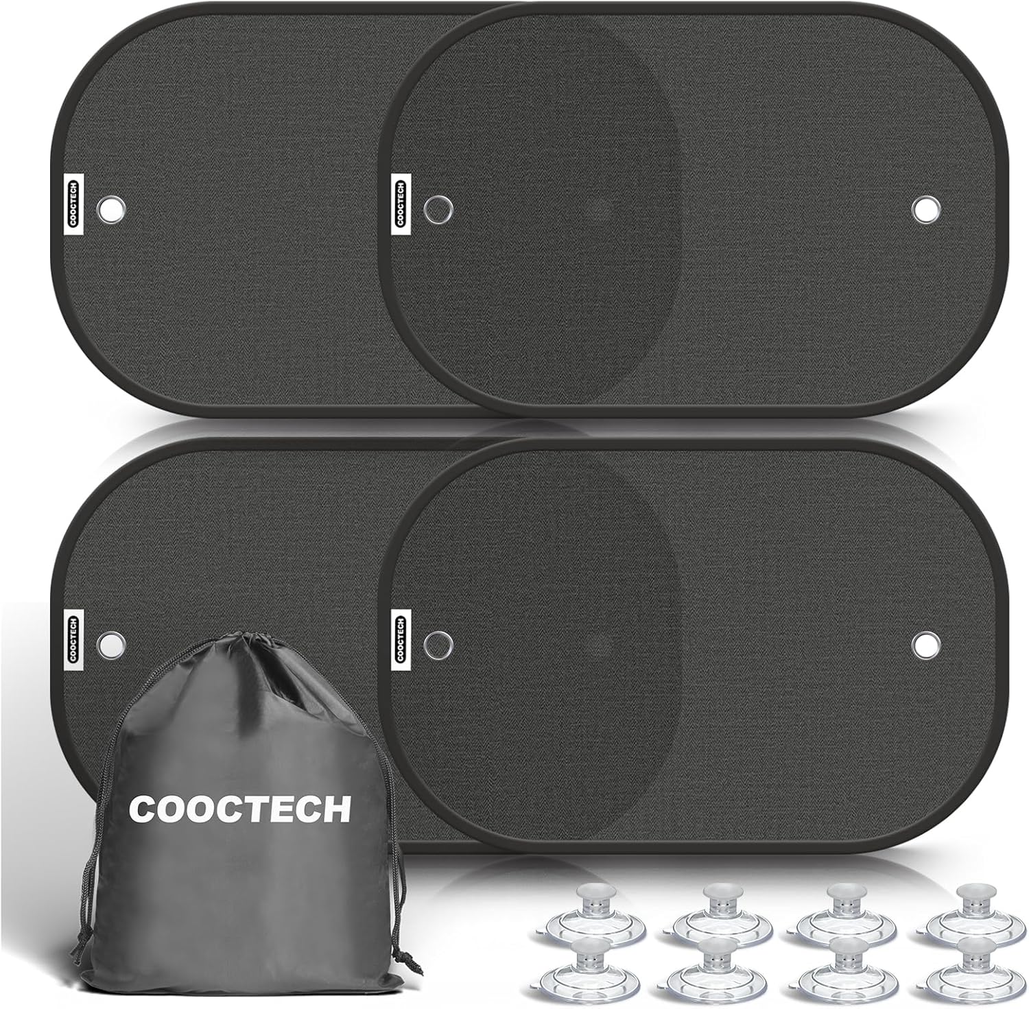 81NAXJukl8L._AC_SL1500_.jpg Car Shades for Side Windows 19"x12"(4 Pack),Sun Shade for Car Window with 8 Suction Cups,Window Shades Can Blocks 99.98% UVR,Window Shade for Baby,Glare Shield Protection - Image 1