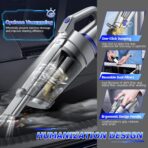 Handheld Vacuum Cordless, 16000PA Strong Suction Hand Held Car Vacuum Cleaner, Portable Hand Vacuum Rechargeable with Multi-Nozzles & LED Light for Home, Car, Office, Pets - Image 5