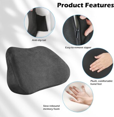 Lumbar Support Pillow for Car, Ergonomic Memory Foam Back Cushion for Driving, Seat Office Chair, Gaming Chair, Lower Back Support for Back Pain Relief, Black, 2 Pack - Image 4