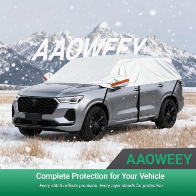 Half Car Cover for SUV, Sunroof & Windshield Cover for Ice and Snow, Hail Protector with Cotton Liner, Waterproof Roof Car Cover for All Weather Sun Rain Dust Protection - Image 7