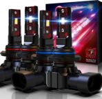 9005+9006 Light Bulbs, HB3+HB4 Fog Bulbs Combo 6500K Xenon White Extremely Bright Wireless Fanless (Pack of 4)