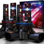 9005+9006 Light Bulbs, HB3+HB4 Fog Bulbs Combo 6500K Xenon White Extremely Bright Wireless Fanless (Pack of 4)