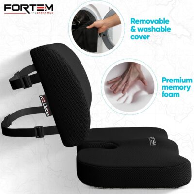 FORTEM Seat Cushion, Office Chair Cushion, Lumbar Support Pillow for Office Chair, Memory Foam Sciatica Coccyx Tailbone Pressure Pain Relief, Car Sitting Pad, Washable Non Slip - Image 3