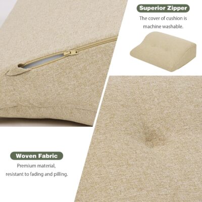 baibu Lumbar Support Pillow for Recliner, Large Memory Foam Dual-Layer Patent Design Back Support Cushion for Sofa & Gaming Chair, Ergonomic Lumbar Pillow with Machine Washable Cover, Beige - Image 6