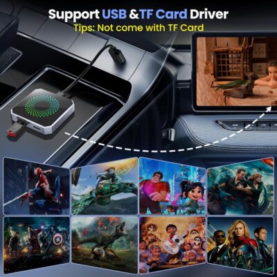 5-in-1 Wireless CarPlay & Android Auto Adapter with Netflix/YouTube, [Supports 4K HDMI Output & Screen Mirroring] - Plug & Play Car Play Wireless Smart AI Box for Cars with OEM Wired CarPlay/Auto - Image 4