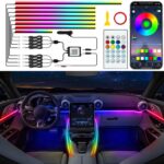 Jushope Car LED Strip Lights, Interior Acrylic LED Lights for Car with Dynamic Rainbow Dream Color Chasing, Ambient Lighting Kits Music Sync (8 in 1(6 * 29.5+43.3+14.5 inches))