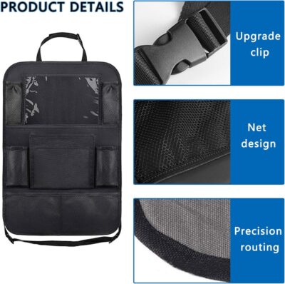 Aokdom 2PCS Car Seat Back Organizer,Extra Large Capacity Car Seat Organizer with 6 Mesh Pocket,2 Cup Holder & 4 Storage Bag,Road Trip Essentials for Kids & Adults - Image 3