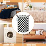LANGYASHAN Laundry Basket Canvas Fabric Collapsible Organizer Basket for Storage Bin Toy Bins Gift Baskets Bedroom Clothes Children Nursery Hamper (Racing flag) - Image 3
