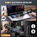 KMM Handheld Car Vacuum Cleaner, 9000PA Vacuum Cleaner & Air Duster, 120W High Power Vacuum Portable Cordless, Hand Held Vacuum Rechargeable with Multi-Nozzles & LED Light for Home, Car, Office - Image 2