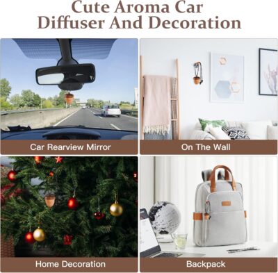 Maromalife Essential Oil Car Diffuser, Wooden Acorn Decor Cute Car Diffuser Air Freshener, Hanging Aromatherapy Diffuser Perfume Car Decoration, Gift for Women/Men, Christmas, Birthday - Image 6