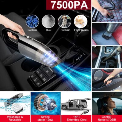46Pcs Car Wash Cleaning Kit with Foam Gun Sprayer Detailing Brushes Car Vacuum Collapsible Bucket Windshield Cleaning Tool Tire Brush Towels Complete Interior Exterior Detailing Set for Car - Image 2
