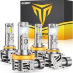 FAHREN 2026 Upgraded H11/H9/H8 9005/HB3 light Bulbs combo, 𝟏𝟏𝟎,𝟎𝟎𝟎𝐋𝐌 𝟏𝟐𝟎𝟎% Brighter 6500K with Cooling Fan H11 9005 Light Kits, 1.1 Mini Size H9 Bulb, CANBUS Ready Plug And Play, Pack Of 4