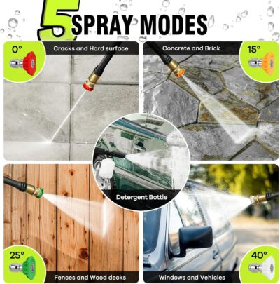 Pressure Washer, Power Washer with 4 Quick Connect Nozzles 1 Foam Cannon, High Pressure Cleaning Machine for Cars/Fences/Driveways/Patios/Farms/Home Cleaning - Image 3