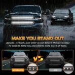 XRIDONSEN 2PCS 30 inch White Grill Strobe Lights Strip 360 LED Truck Grille Lights Exterior Front/Rear Emergency Flashing Warning Hazard Safety Caution Lights for Tow Plow Trucks Construction Vehicles - Image 2