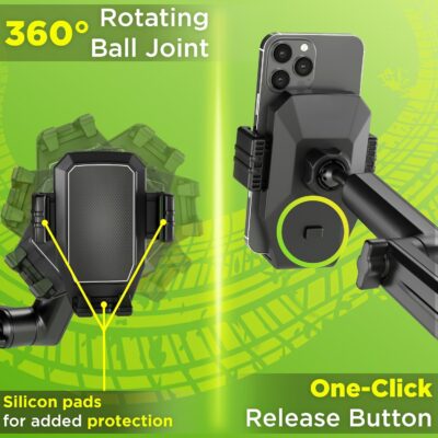 Cell Phone Mount for Truck Phone Holder for Truck Drivers - Heavy Duty Suction Cup + Dashboard Pad, iPhone Holder for Dashboard Window 16.9 inch Long, for iPhone & Samsung, Big Rig Trucker, Black - Image 3