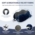 Travel Pillow with Extra Large Hood for Airplane Long Flights Privacy and Comfort Memory Foam with Velvet Cover for Road Trip Head&Neck Support for Plane Office Cars Sleeping & Rest (Navy Blue) - Image 6