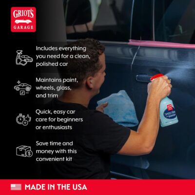 Griot's Garage Starter Car Care Kit, Vehicle Detailing Set, Includes Car Wash, Wax, Vehicle Detailer, Wheel Cleaner, Clay Bar, Vinyl and Rubber Dressing, 11131 - Image 3
