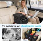 Foldable Bench Seat Center Console, Car Armrest Organizer Box with 2 Large Cup Holders & Massive Storage, Universal Portable Trunk Console Arm Rest for Car/Truck/Van/SUV Rear Organizers Back Seat - Image 6