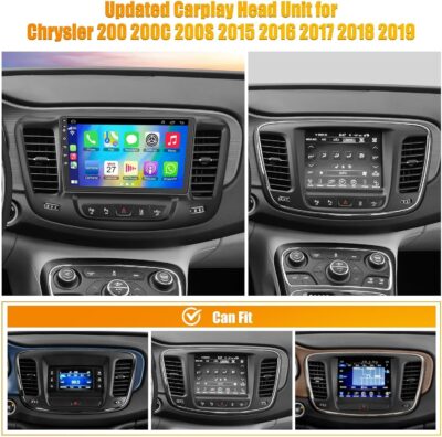Car Radio for Chrysler 200 200C 2015-2017, 4GB RAM + 64GB ROM 9” HD Touchscreen Car Stereo – Android 12 System, Wireless CarPlay & Android Auto, GPS Navigation & Bluetooth, Back-up Camera, FM Radio - Image 2