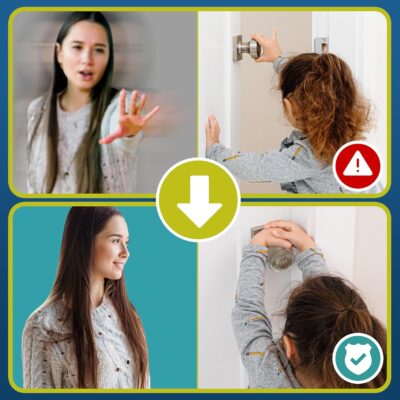 Child Safety Door Knob Cover (4 Pack) Hard-to-Remove Dual-Lock Door Handle Covers for Kids - Reusable Baby Proof Door Knob Locks - Installs Easily, No Tools Needed (Transparent) - Image 8