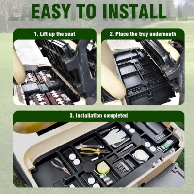 Golf Cart Underseat Storage Tray for EZGO RXV/Club Car Precedent/Yamaha G29, Durable ABS Organizer Only for Original Trojan Battery, Golf Under Seat Storage Organizer - Image 4