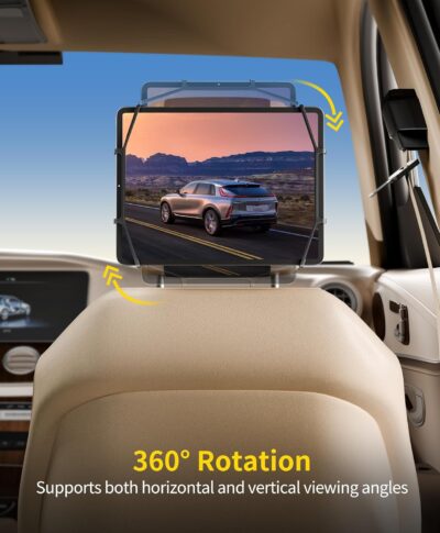FANGOR Car Headrest Mount Holder, Tablet Holder for Kids in Back Seats, Anti-Slip Strap and Holding Net,Angle-Adjustable/Fits All 7 Inch to 12.9 Inch Tablets - Image 7