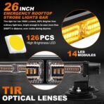 ASPL 26inch 126 LED Rooftop Emergency Strobe Lights Bar Double Side Flashing Safety Warning Traffic Advisor Light Bar Hazard Snow Plow Light for Work Trucks Vehicles Construction Tow Pickup(Amber) - Image 2