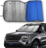 Big Hippo Car Windshield Sun Shade UV Rays Sun Visor Shade,Auto Front Car Window Shades Protector Folded Sun Shield Shade,Keeps Vehicle Cool - Blue (Size: 55.16"X 27.5") - Image 9