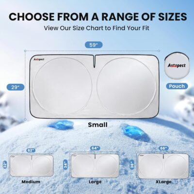 Windshield Sun Shade, Reflective Sunshade for Car Windshield with Mirror Cut-Out, Blocks 99% UV Rays & Keeps Vehicle Cool, Fits Cars, Trucks, SUVs & Vans, Fade-Resistant, (Small) - Image 4